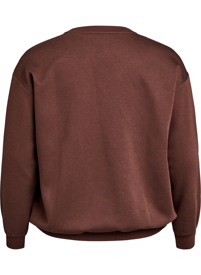Sweat-shirt avec texte brod&eacute;, Marron, Packshot image number 1