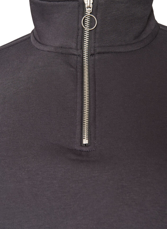 Sweatshirt avec manches en mati&egrave;re teddy et col montant, Gris anthracite, Packshot image number 2