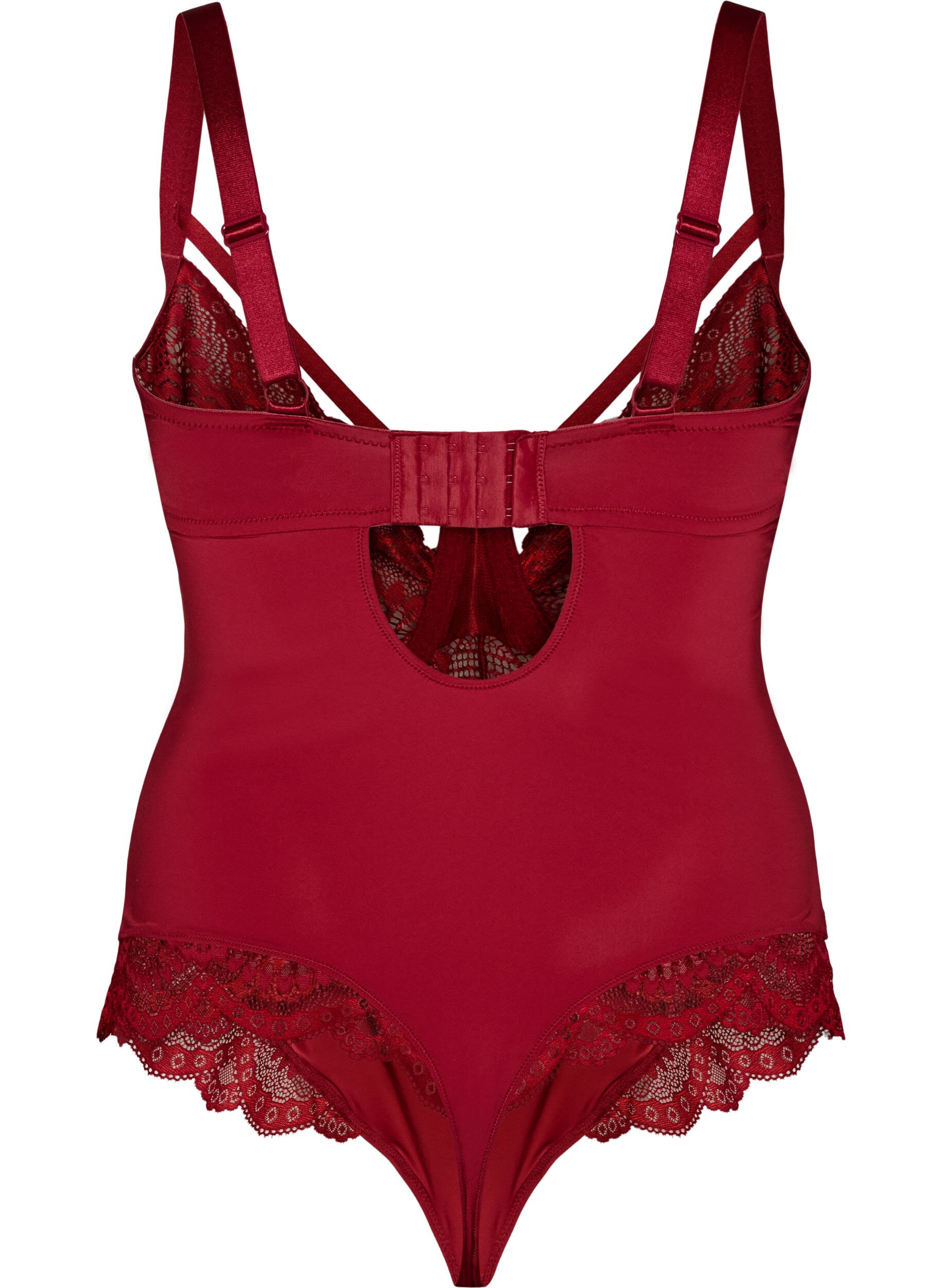 ZizziBody en dentelle &agrave; armatures avec d&eacute;tails de lani&egrave;res, Rouge, Packshot image number 1