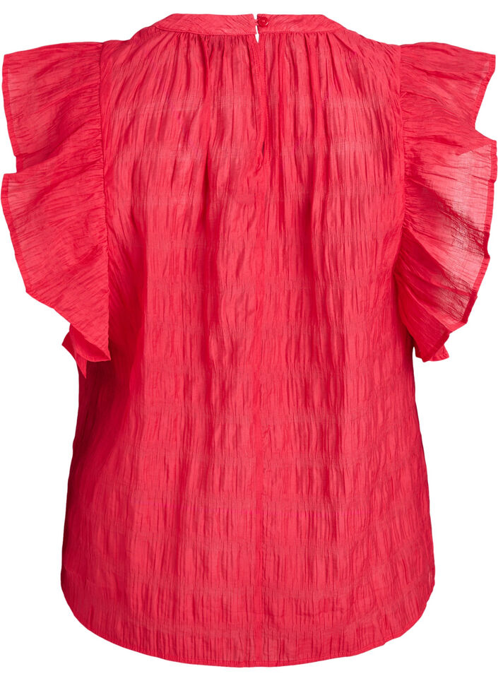 &Auml;rmellose Bluse mit Struktur und R&uuml;schen, Rot, Packshot image number 1
