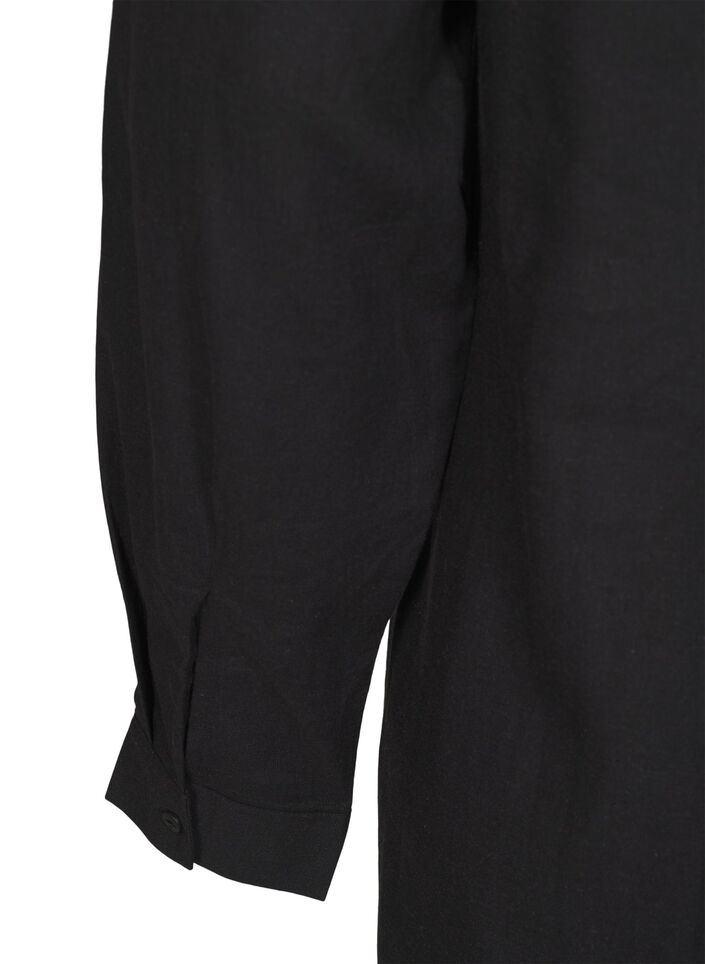 Chemise longue en lin et viscose, Noir, Packshot image number 3