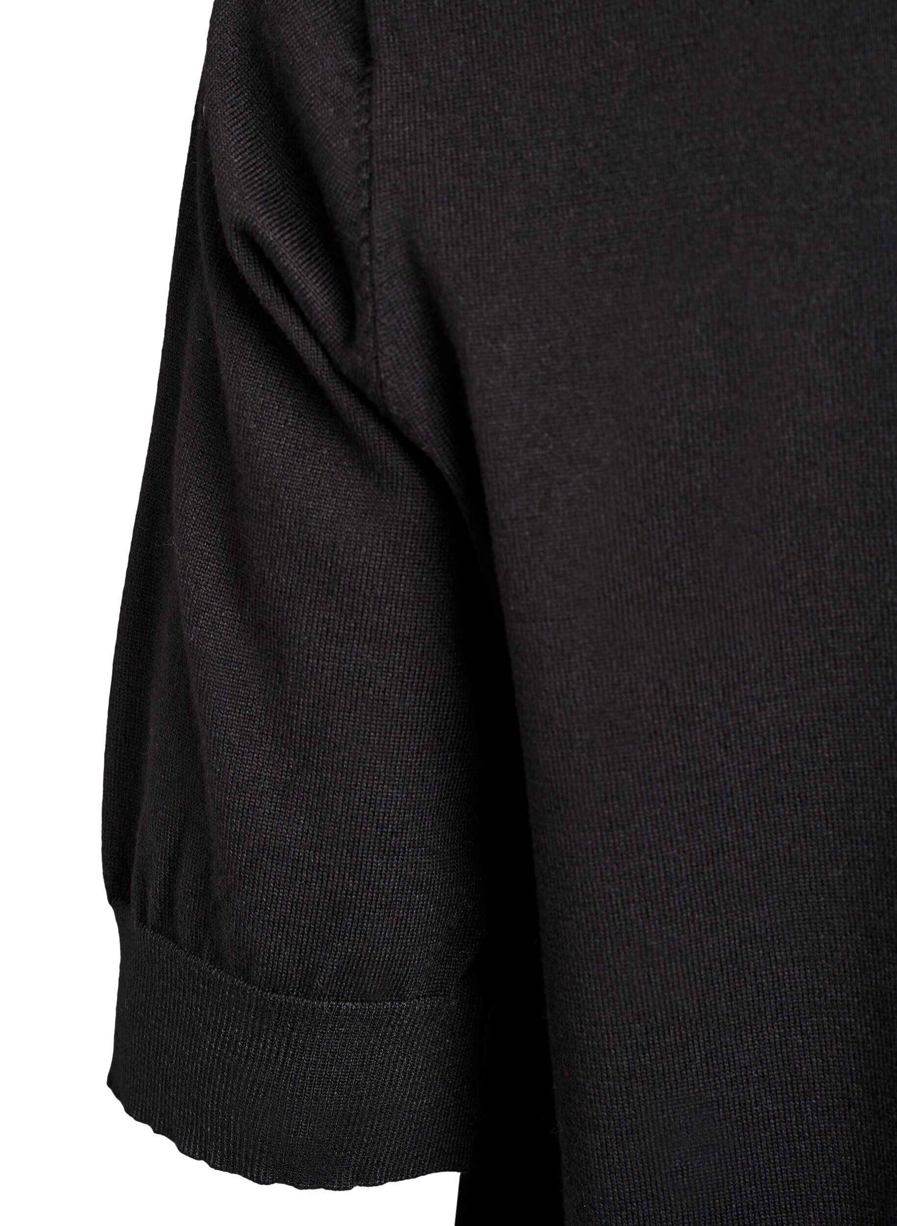 ZizziFein gestrickte Bluse mit kurzen &Auml;rmeln, Schwarz, Packshot image number 3