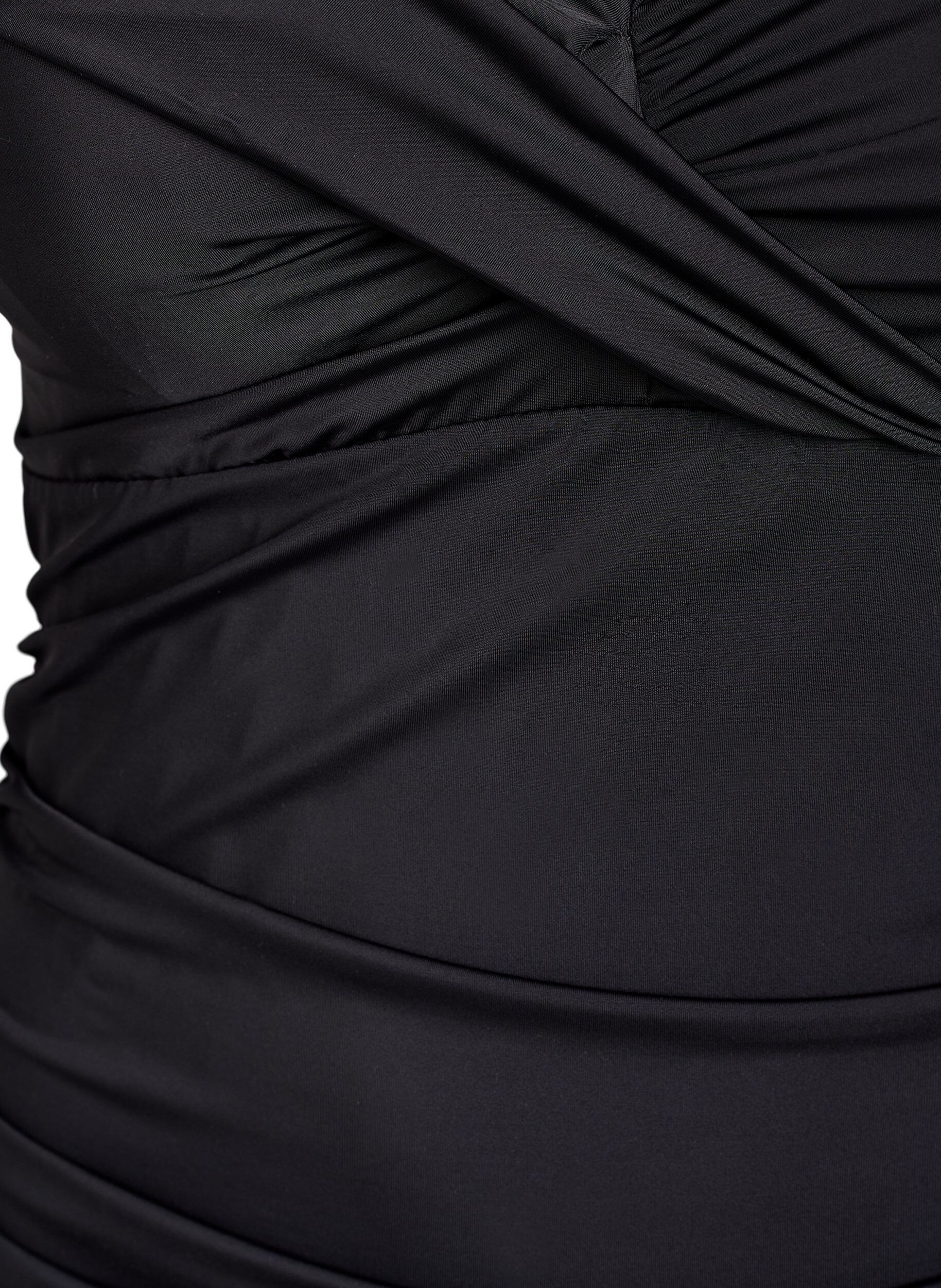 Zizzi Badeanzug mit B&uuml;gel und Raffeffekt, Schwarz, Packshot image number 2