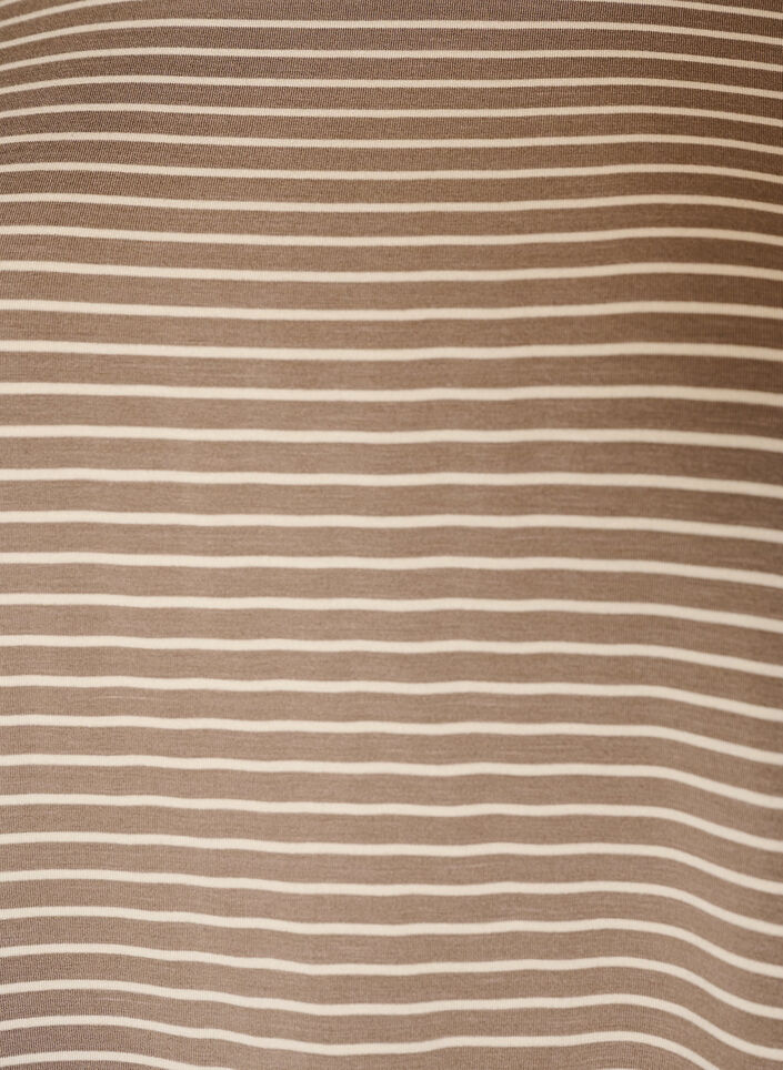 Gestreiftes T-Shirt aus Viskose mit Rundhalsausschnitt, Beige, Packshot image number 2