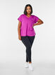 Kurzarm Trainingsshirt mit V-Ausschnitt, Lila, Model image number 1