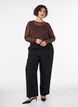 Blouse en maille transparente avec strass, Marron, Model image number 1