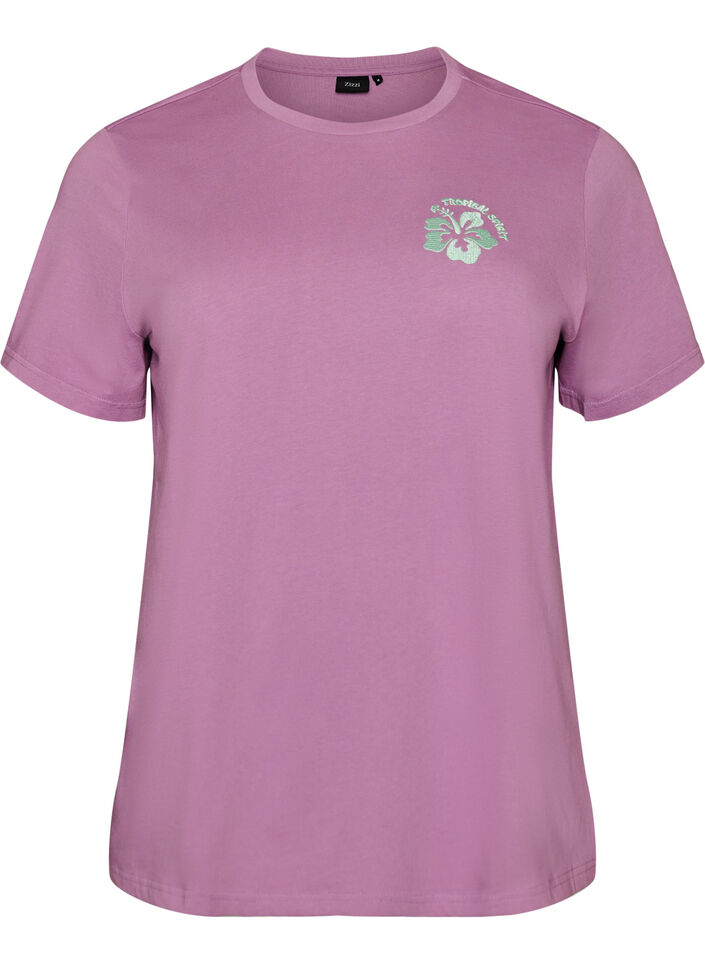 T-shirt en coton biologique avec impression au dos, Rose, Packshot image number 0
