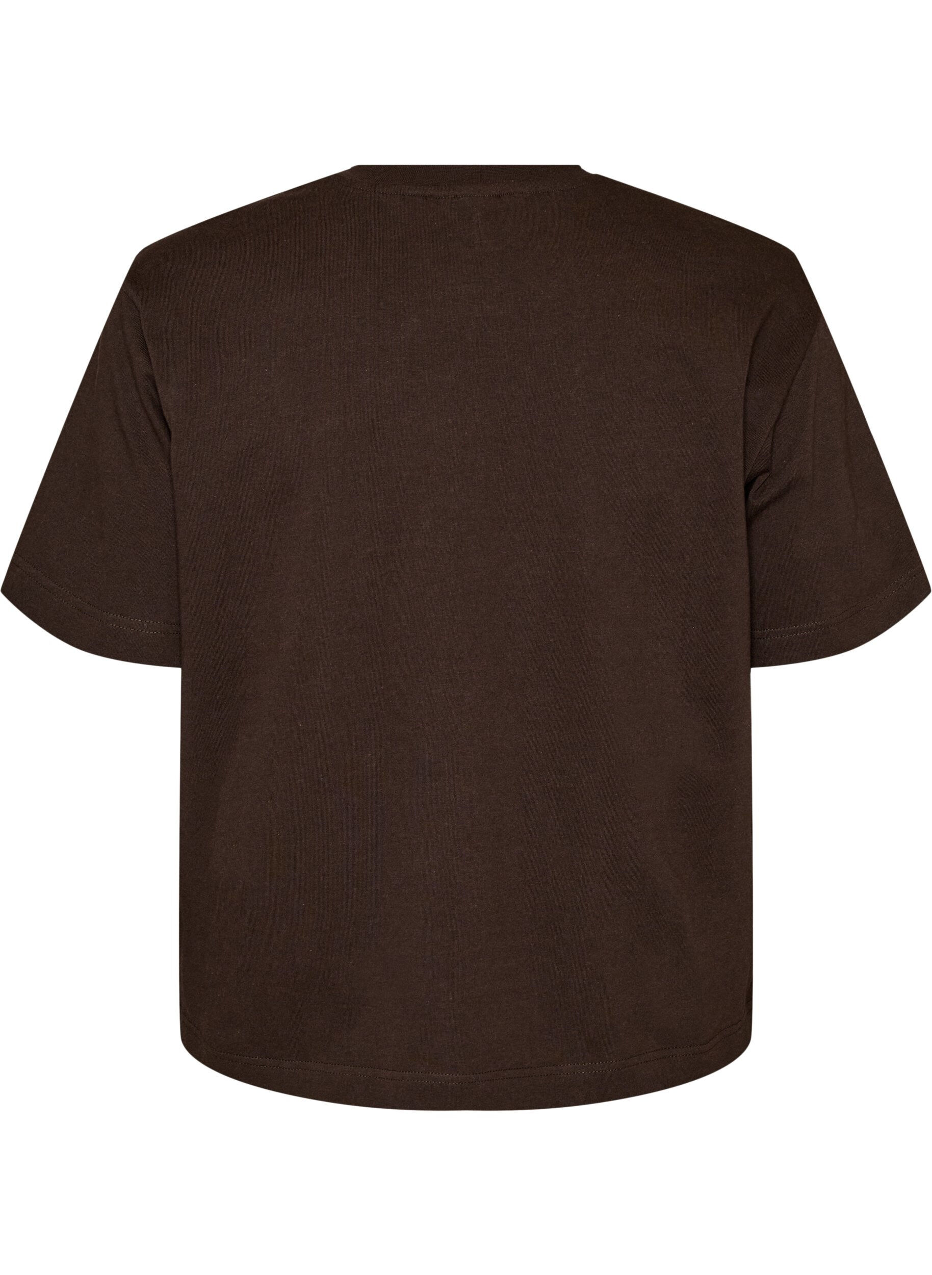 ZizziT-shirt coupe boxy en coton, Marron, Packshot image number 1
