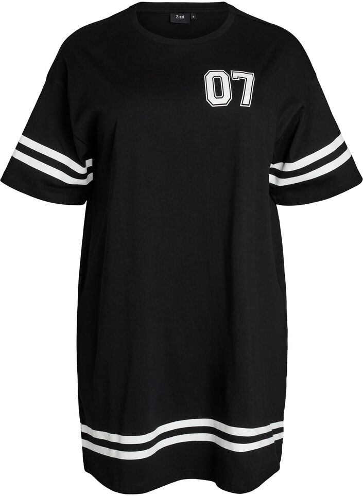 Sportliches T-Shirtkleid aus Baumwolle, Schwarz, Packshot image number 0
