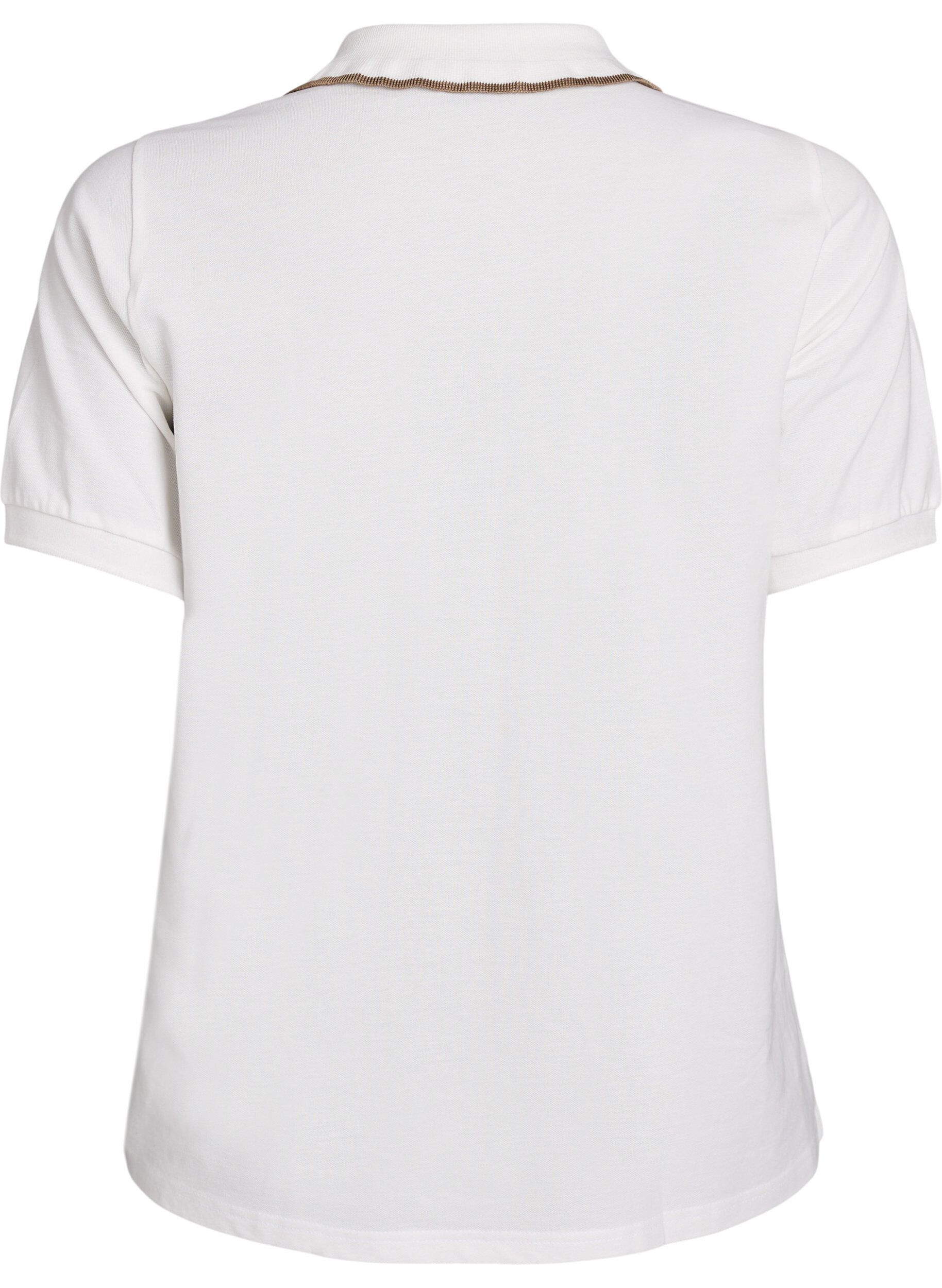 Zizzi Poloshirt mit Strasssteinen und R&uuml;schendetails, Vanille, Packshot image number 1