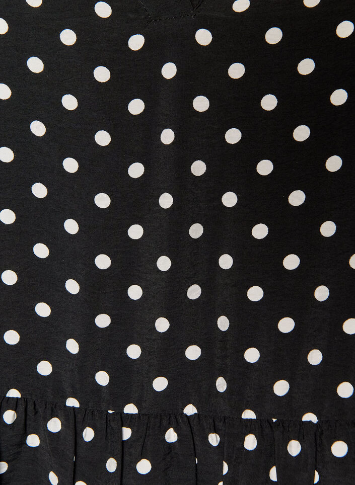 Tunique &agrave; pois avec ligne empire et coupe &eacute;vas&eacute;e, Noir, Packshot image number 2