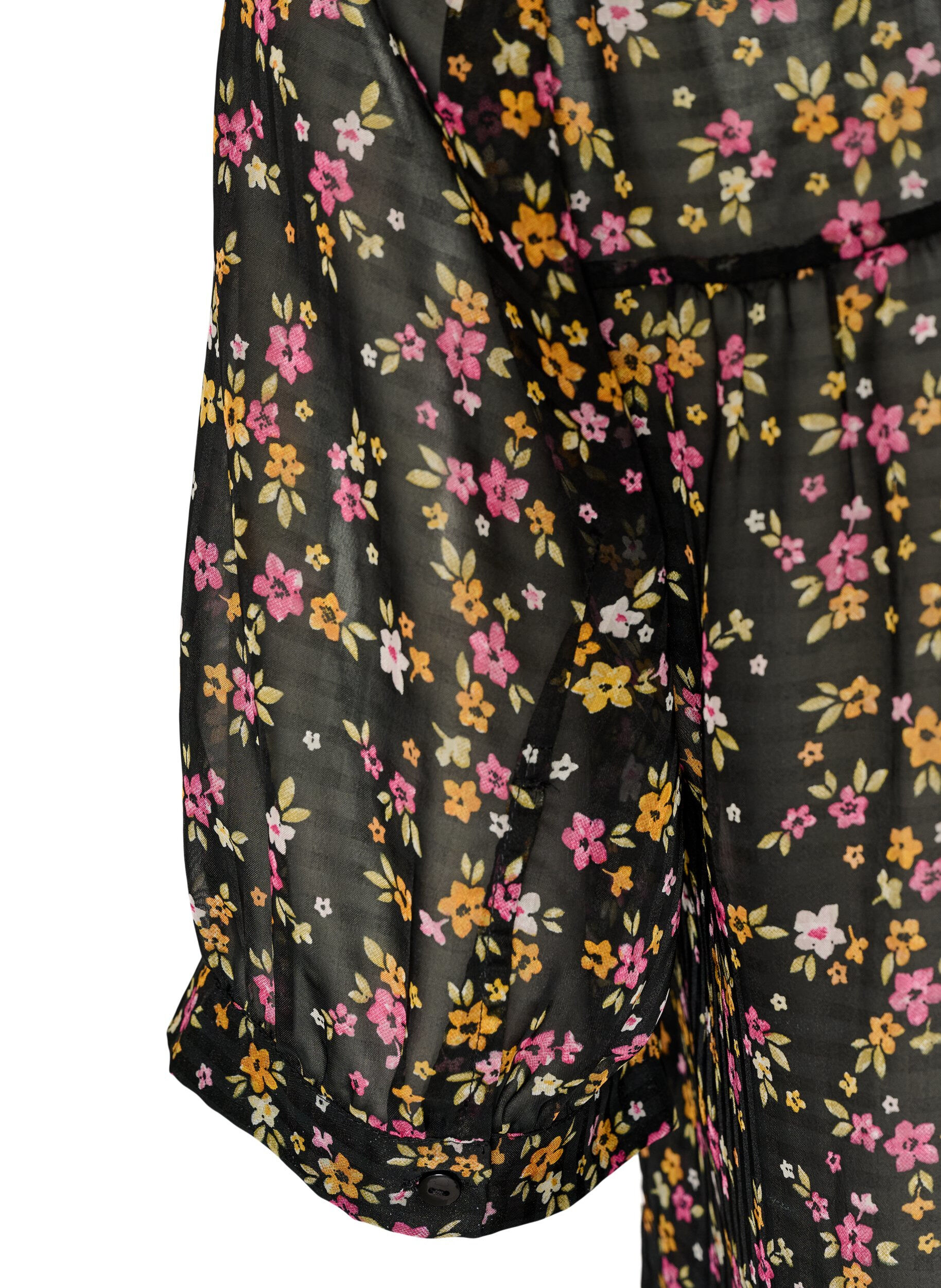 ZizziGebl&uuml;mte Bluse mit V-Ausschnitt, Schwarz, Packshot image number 3