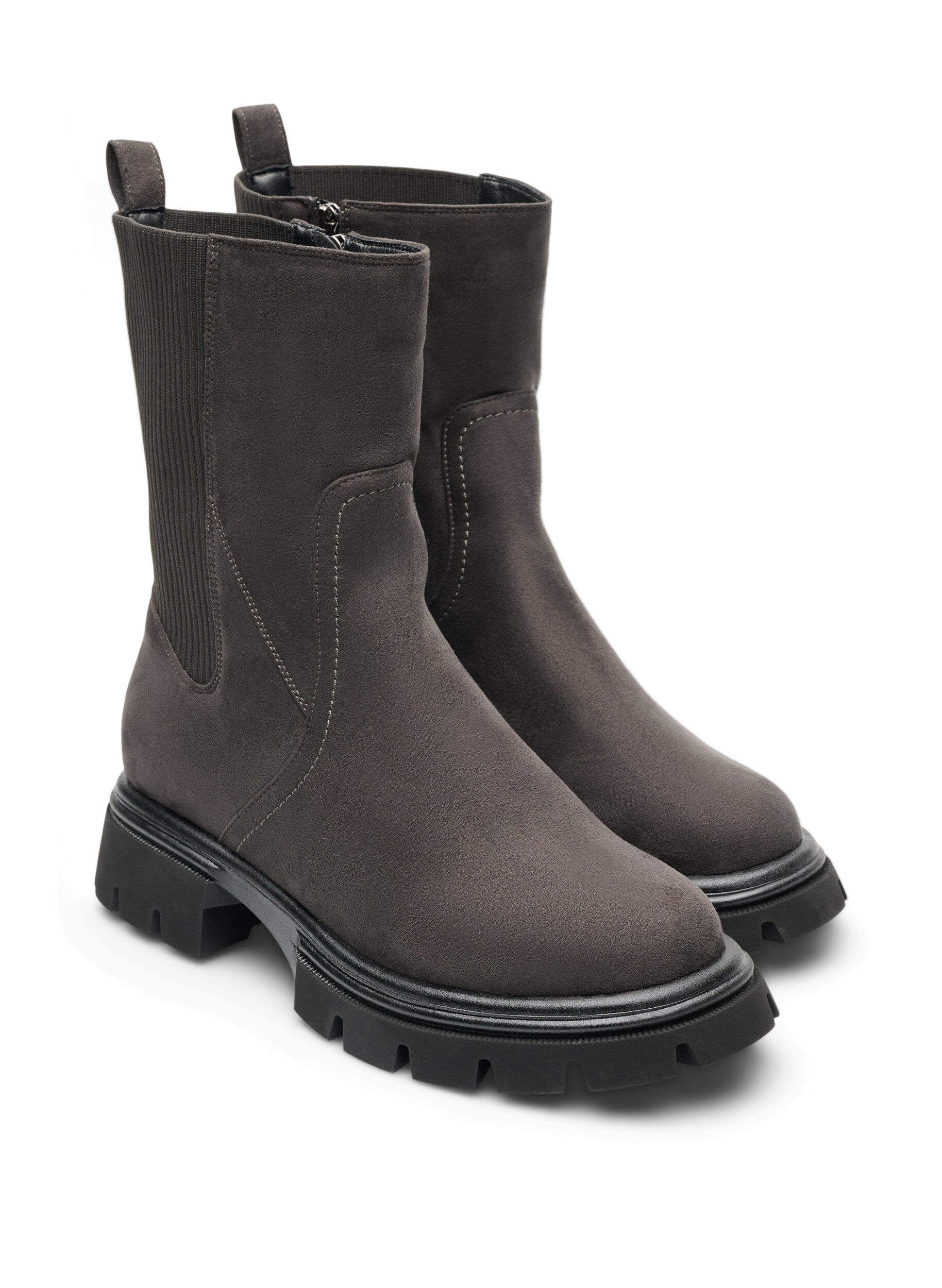 ZizziChunky-Stiefel aus Kunstwildleder, Braun, Packshot image number 1