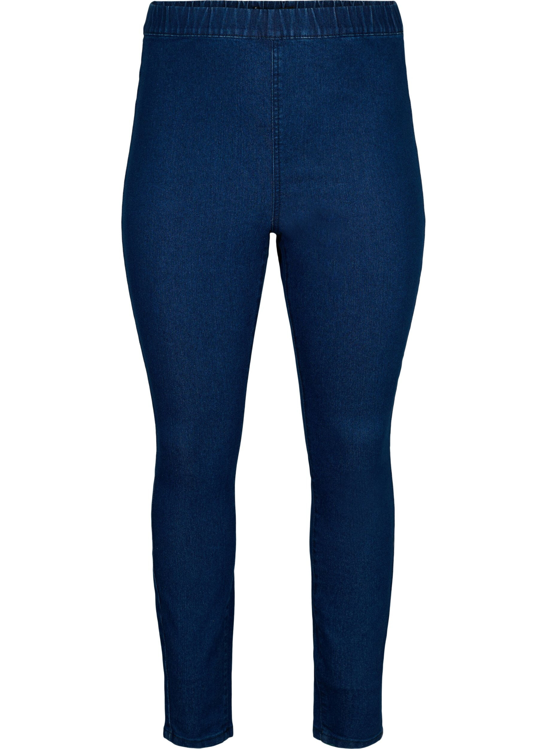 Zizzi FLASH - Eng anliegende Jeggings mit hoher Taille, Blue denim, Packshot image number 0