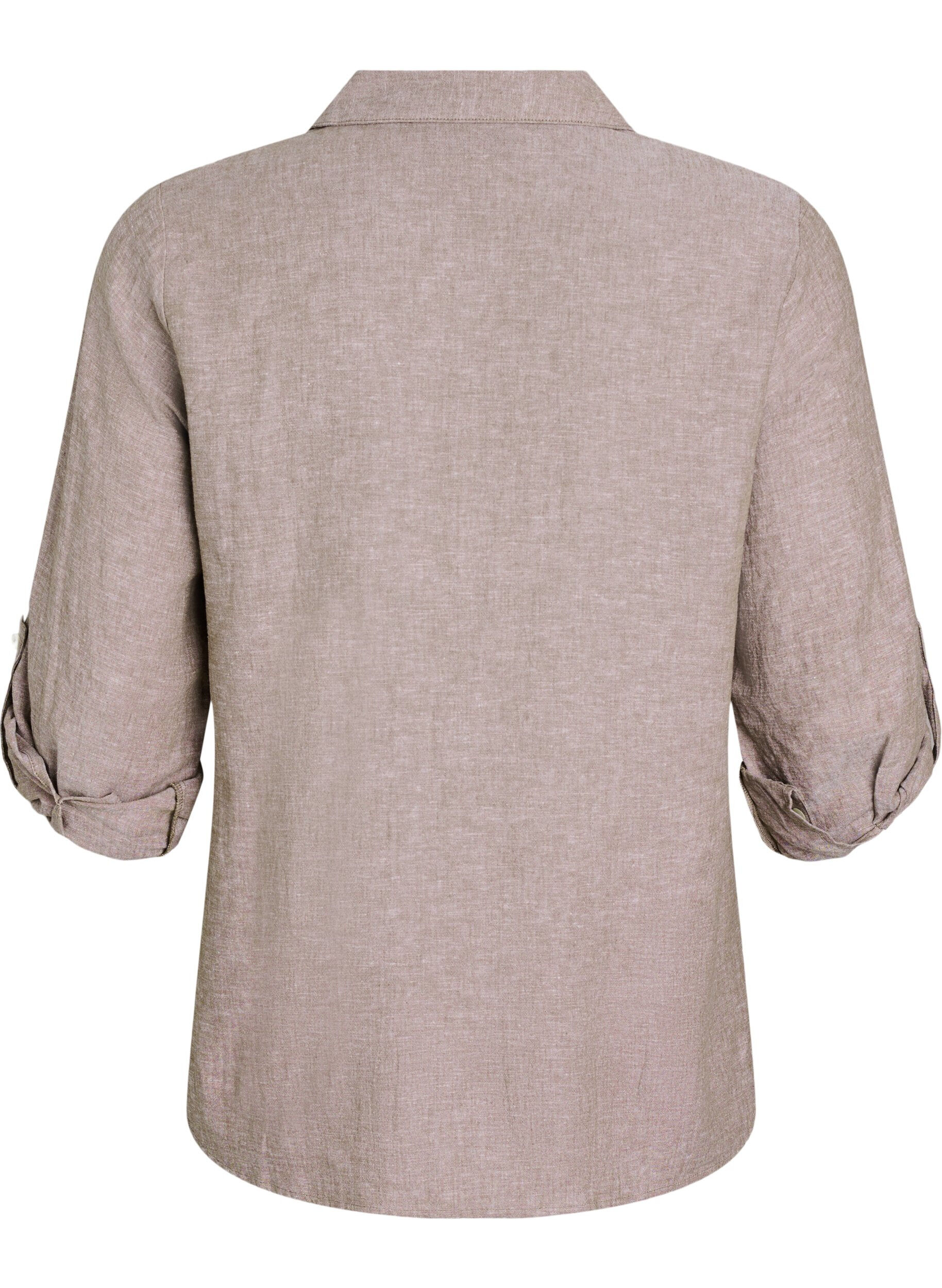ZizziBluse aus Leinen und Viskose mit 3/4-&Auml;rmeln, Braun, Packshot image number 1