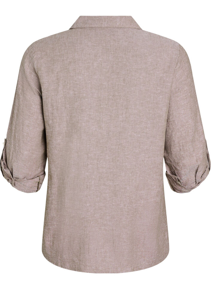 Bluse aus Leinen und Viskose mit 3/4-&Auml;rmeln, Braun, Packshot image number 1