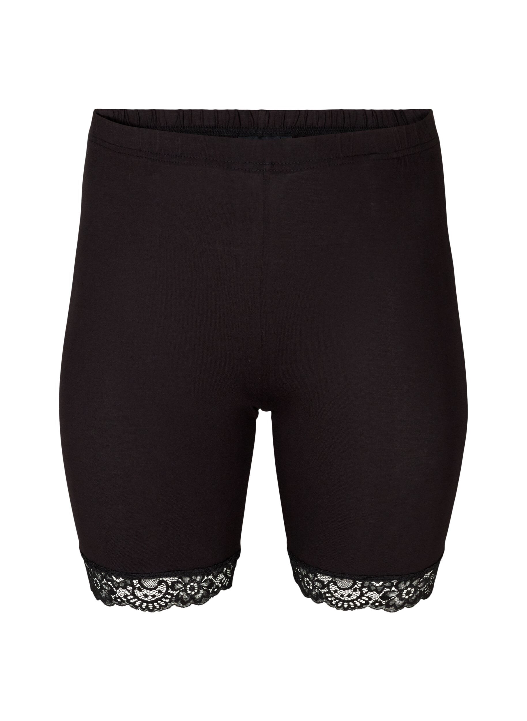 Zizzi Short de cyclisme avec bordure en dentelle, Noir, Packshot image number 0