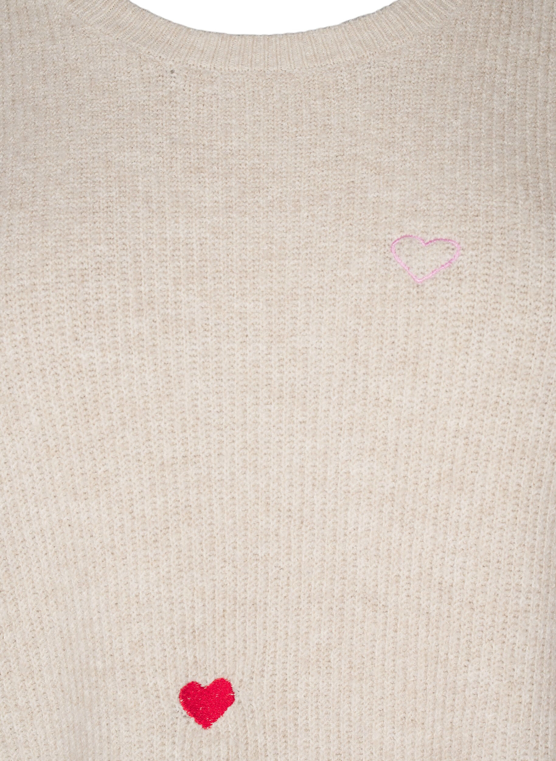 Zizzi Chemisier en jersey avec des c&oelig;urs et manches 3/4, Beige, Packshot image number 2