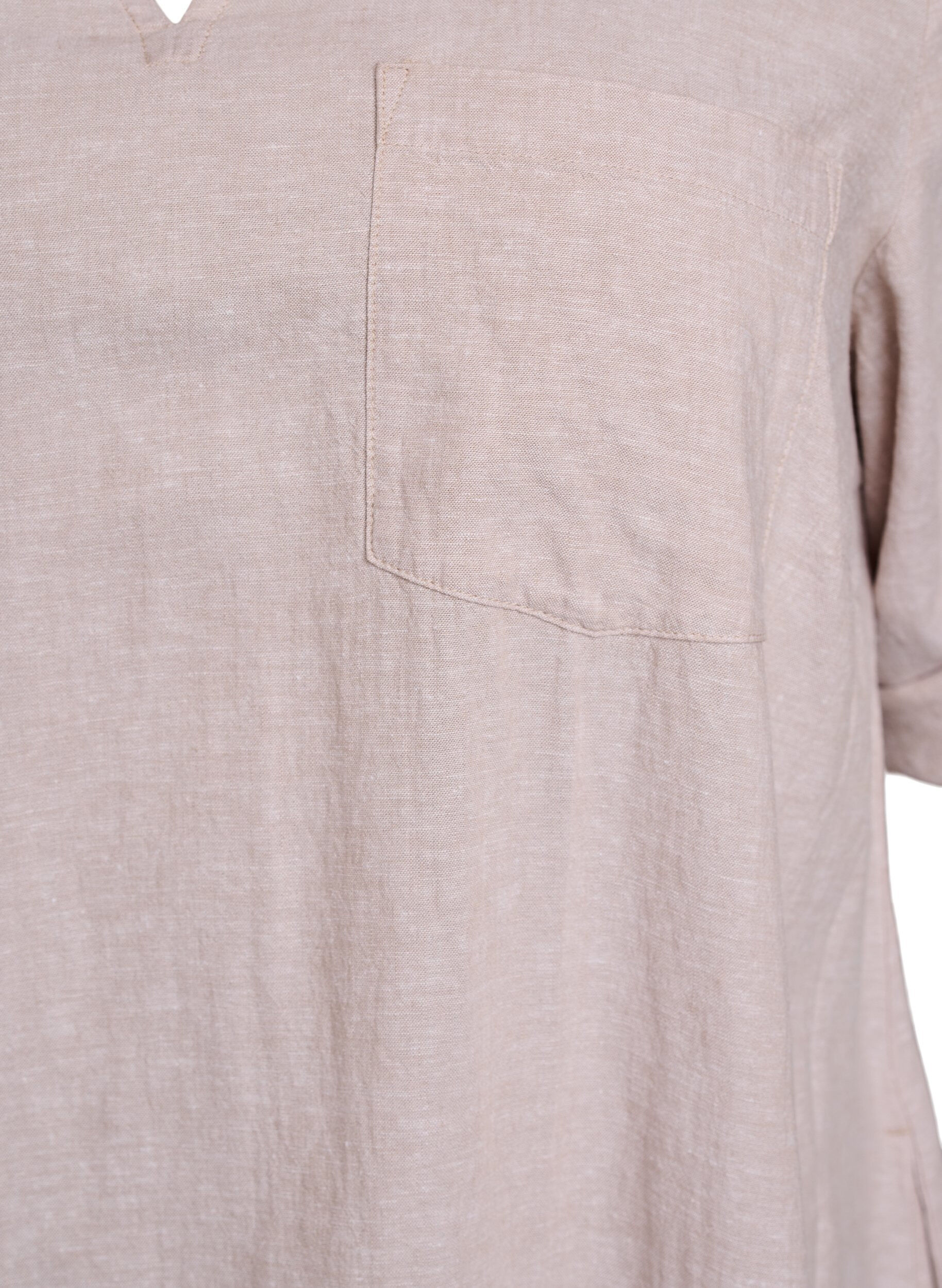 Zizzi Tunique coupe trap&egrave;ze en lin et viscose, Beige, Packshot image number 2