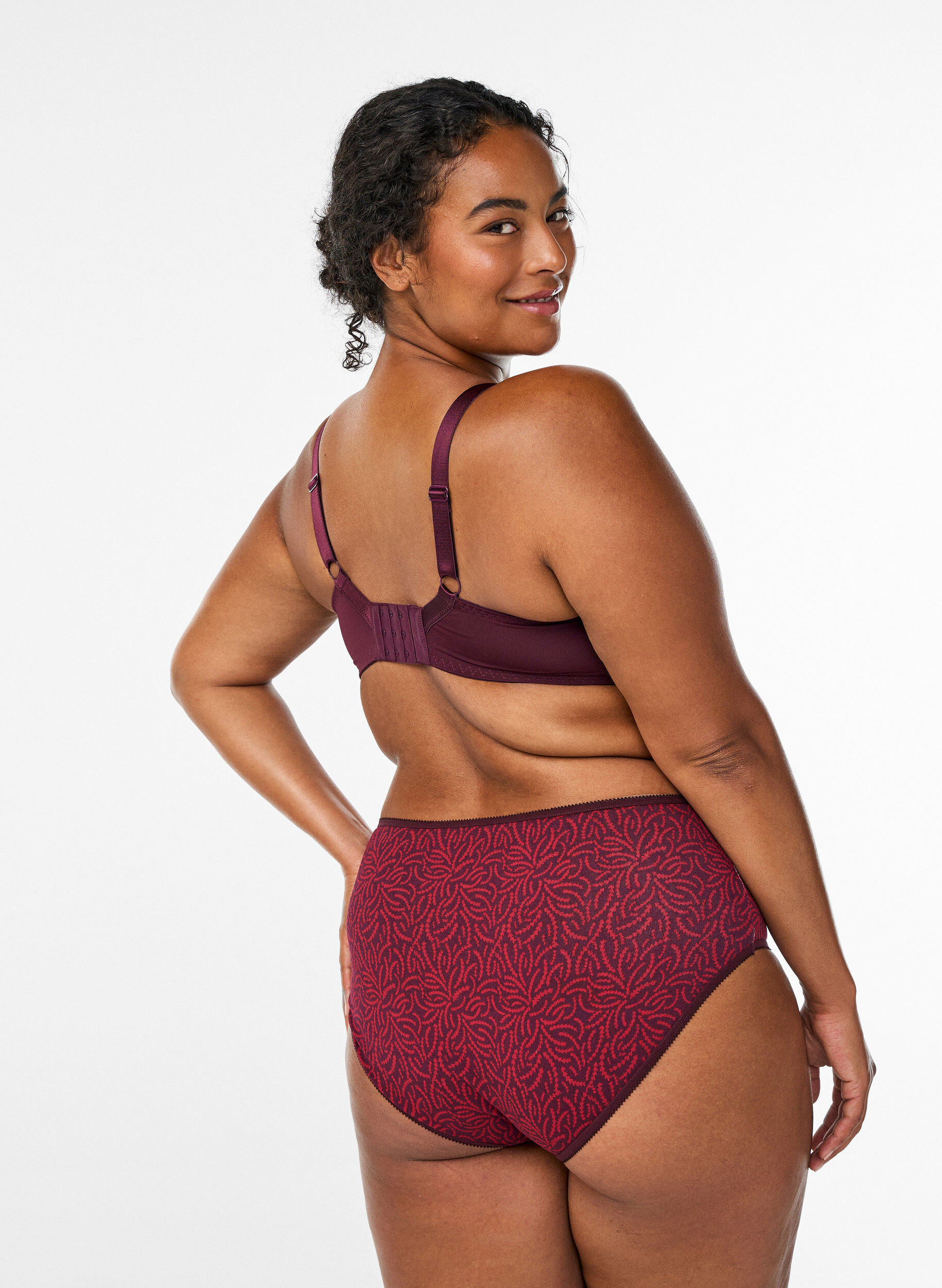 Zizzi7-pack de culottes avec une taille standard, Bordeaux, Model image number 1