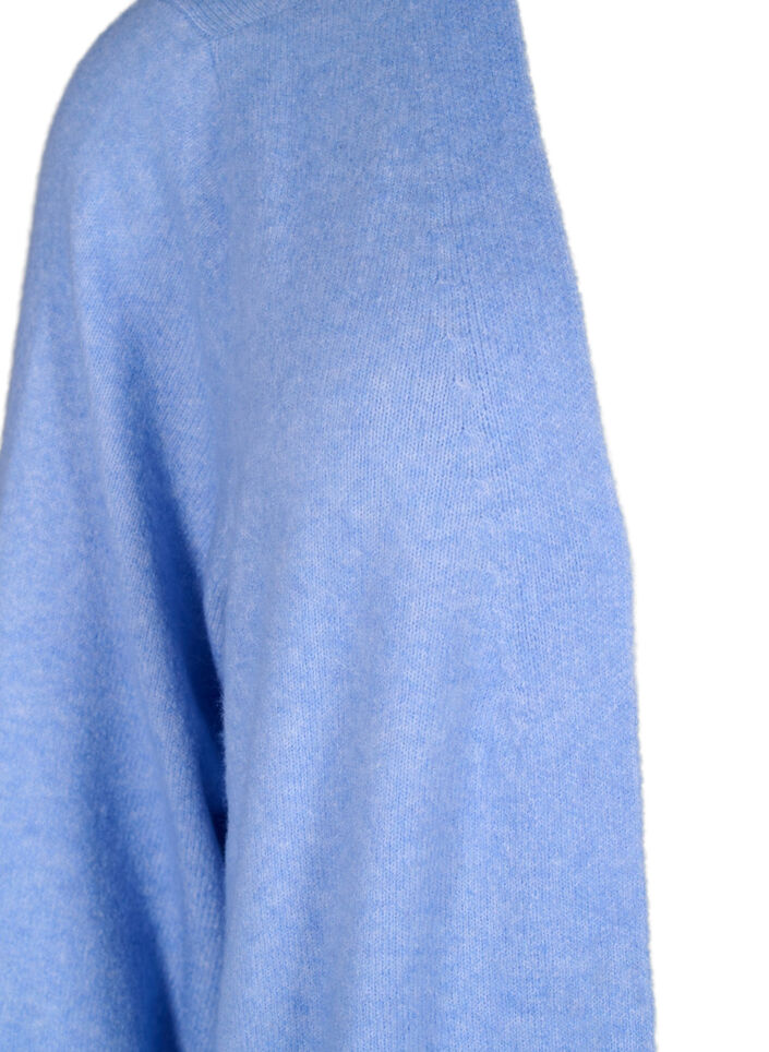 Long cardigan tricoté avec poches, Cornflower Blue Mel., Packshot image number 2
