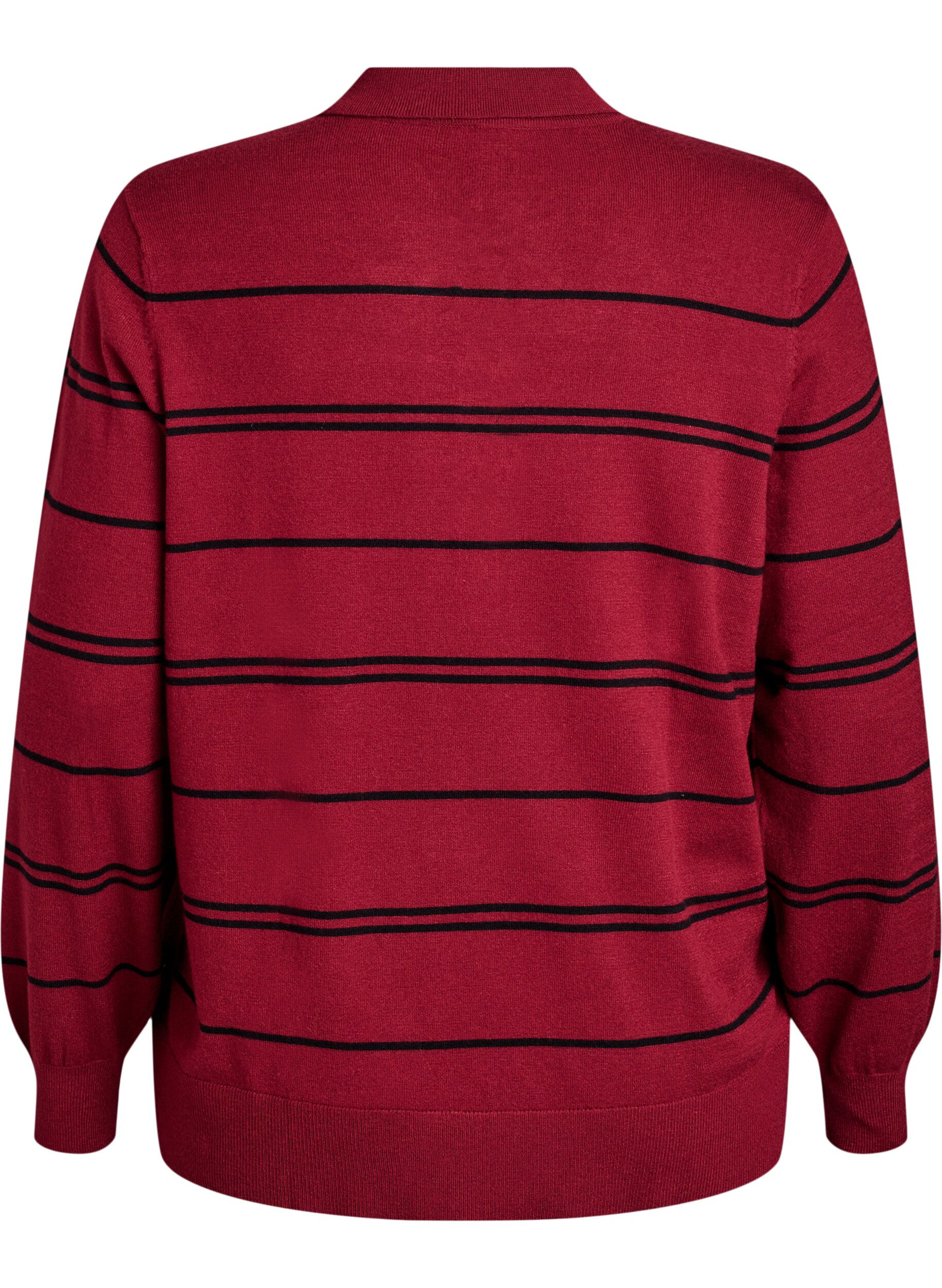 Zizzi Strickbluse mit Kragen, Rot, Packshot image number 1