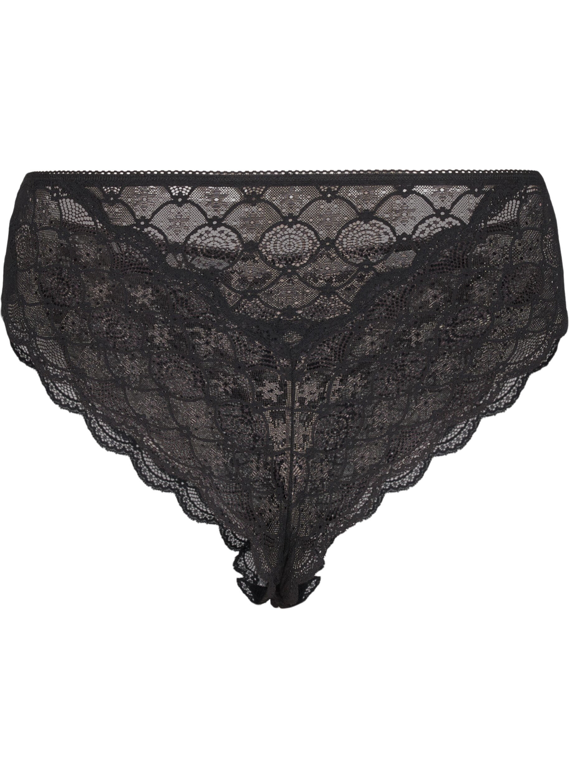 Zizzi Culotte br&eacute;silienne en dentelle, Black, Packshot image number 1