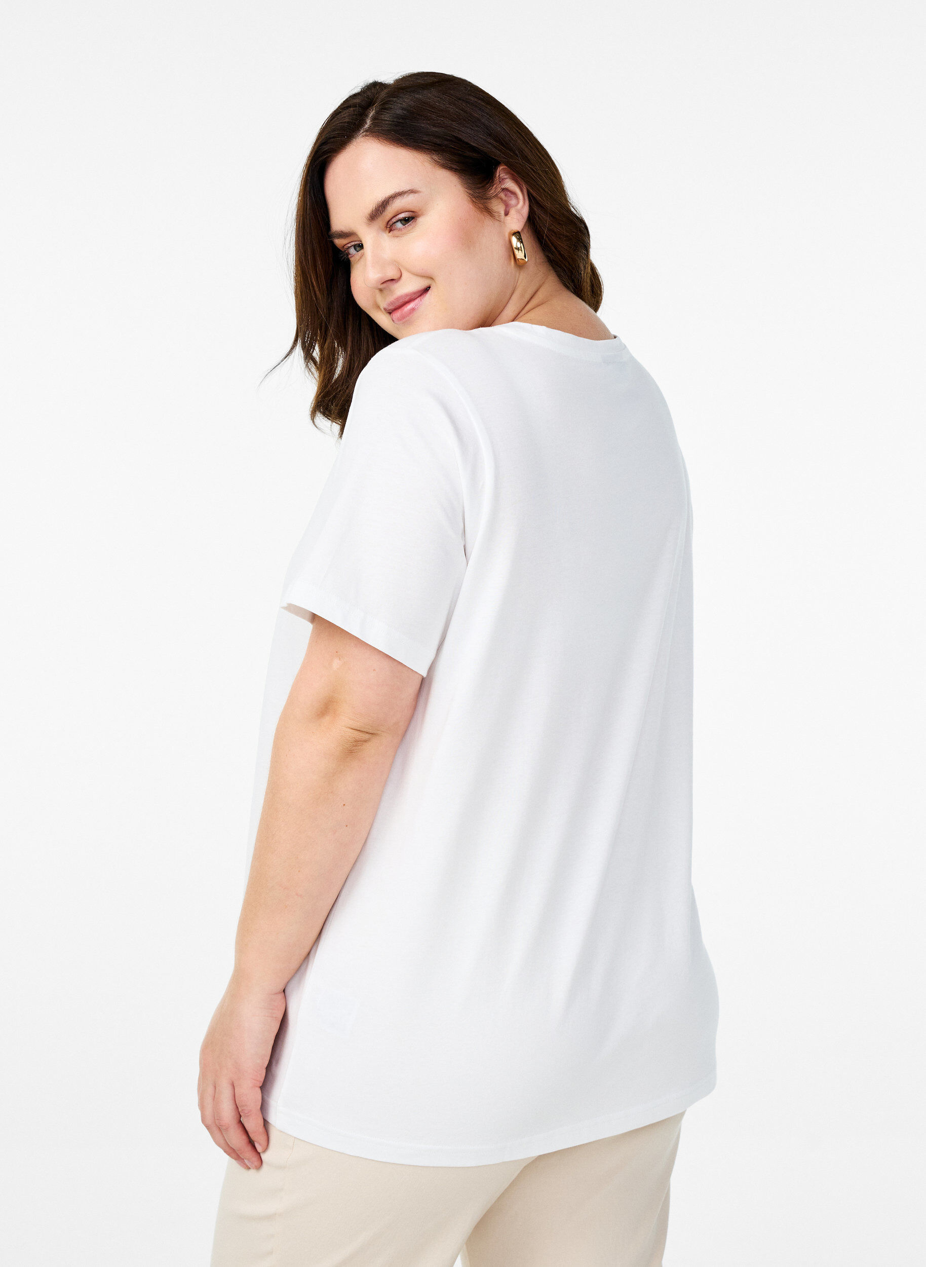 Zizzi T-Shirt aus Bio-Baumwolle mit floralem Print, B. White w. Flower, Model image number 1