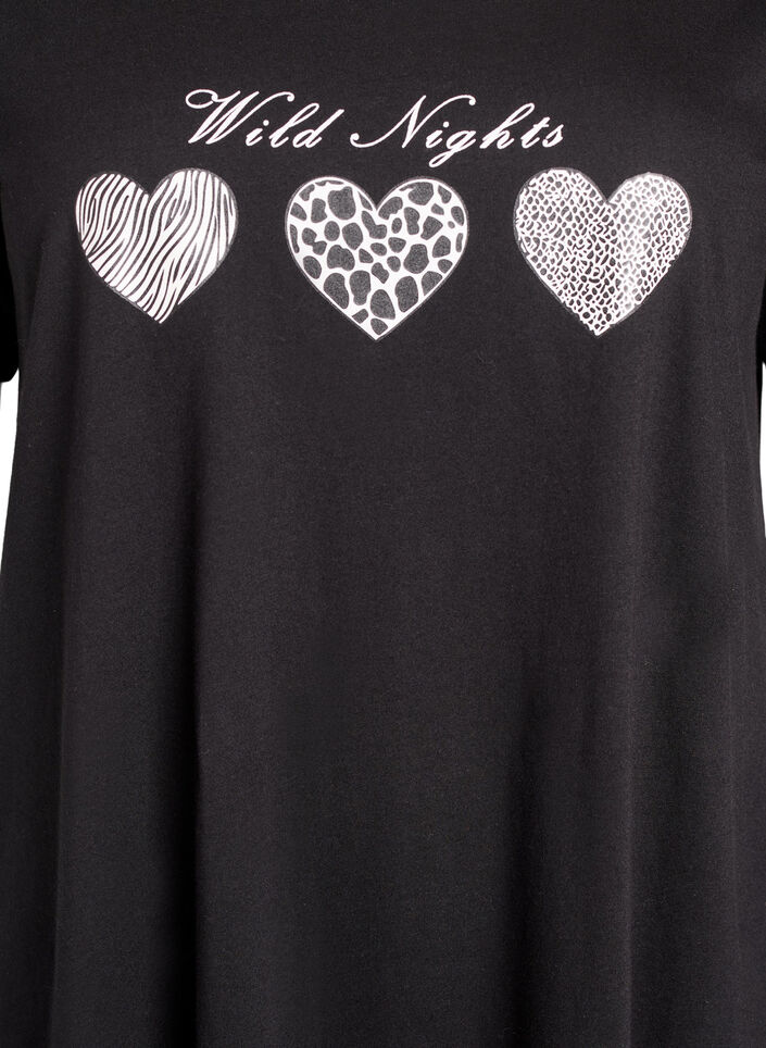 Chemise de nuit &agrave; manches courtes en coton biologique, Noir, Packshot image number 2