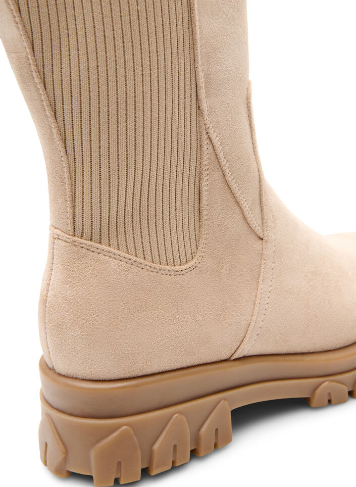 Extra-Weite - Grober Stiefel aus Wildlederimitat., Beige, Packshot image number 4