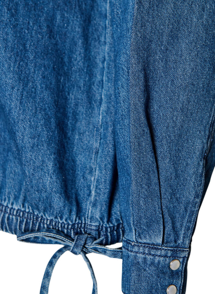 Bluse aus Denim mit Balloon-Fit, Blau, Packshot image number 3