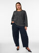Blouse en maille avec strass et motif &agrave; losanges, Gris anthracite, Model image number 1