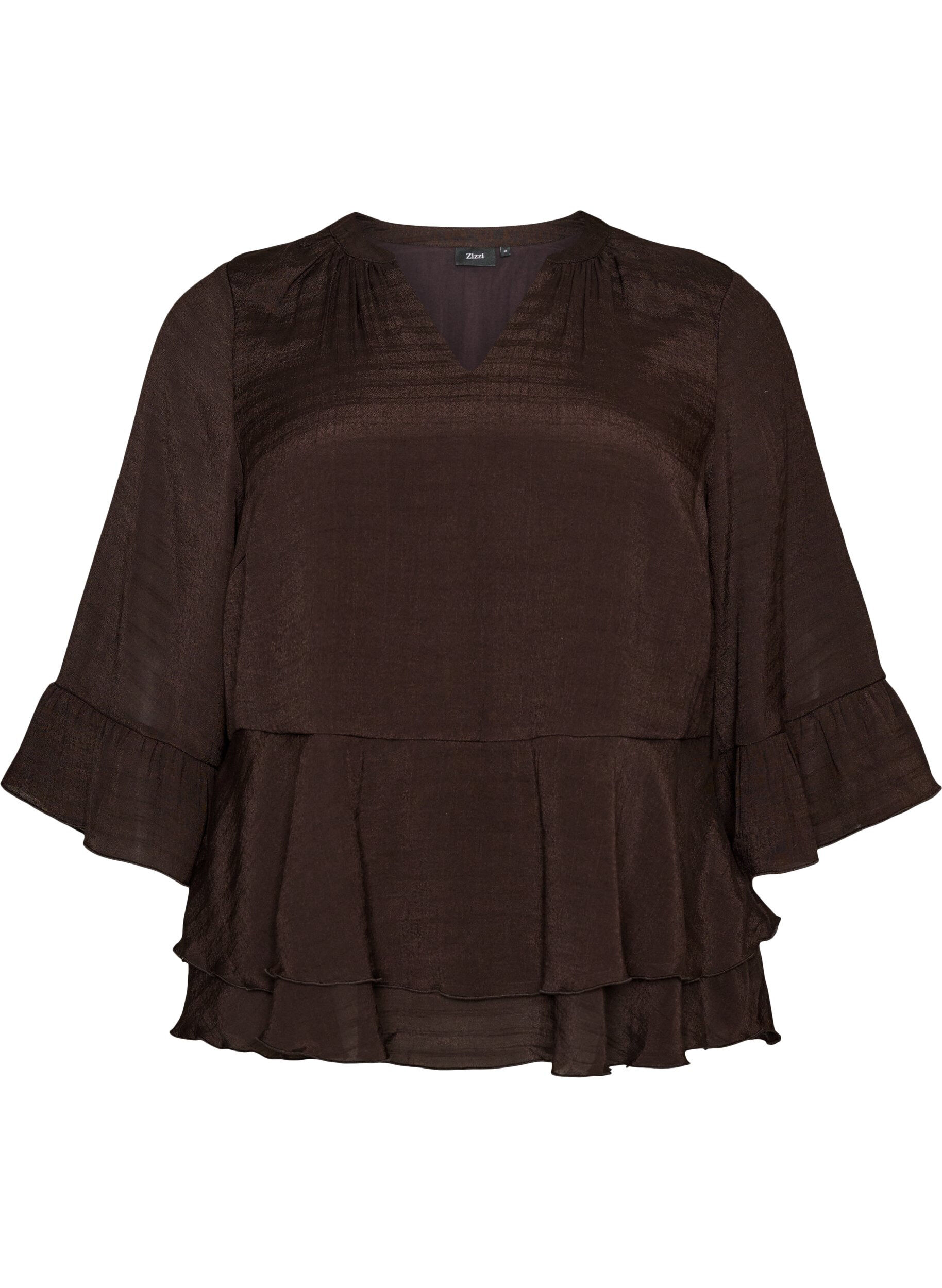Blouse &agrave; manches 3/4 et volants