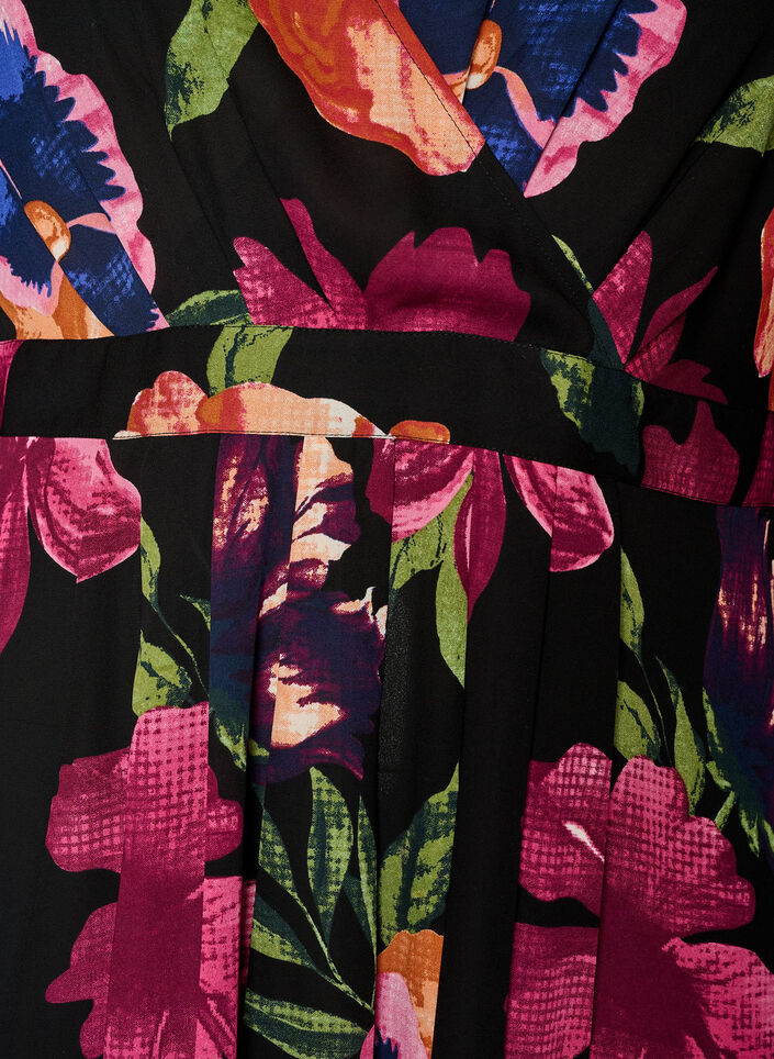 Robe maxi avec encolure cache-c&oelig;ur et manches longues, Noir, Packshot image number 2