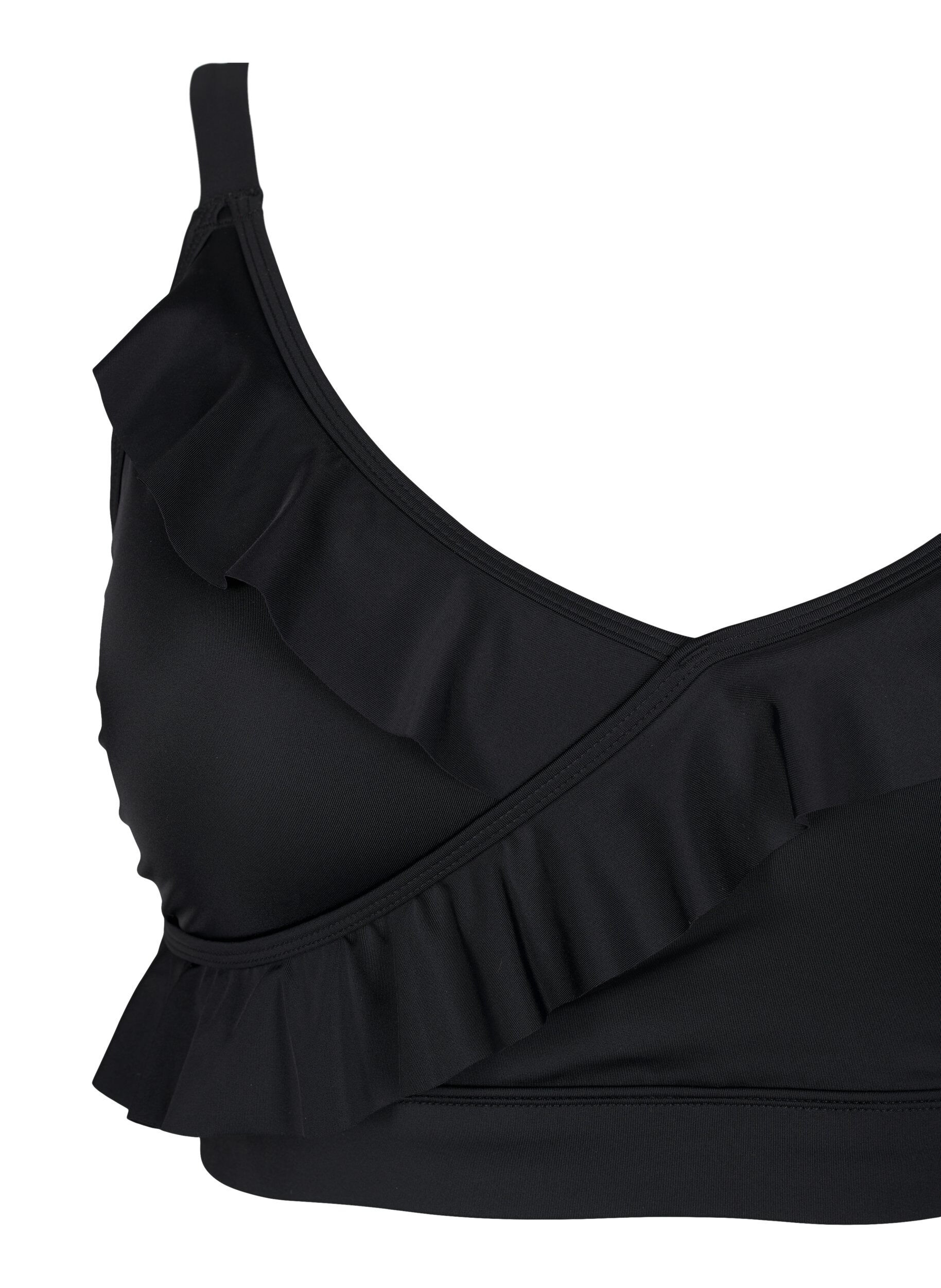 ZizziHaut de bikini avec volants et coussinets amovibles, Noir, Packshot image number 2