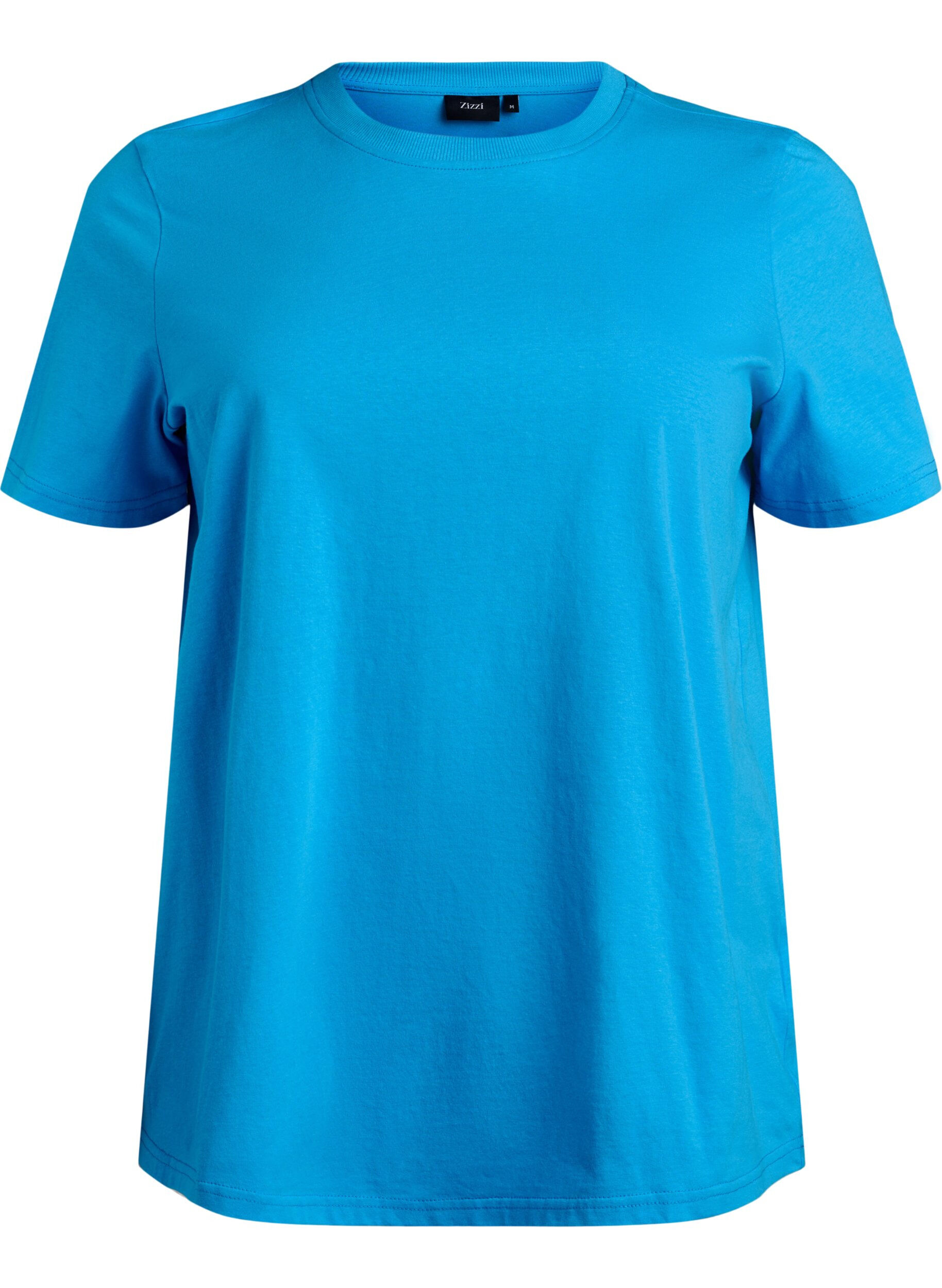 ZizziT-shirt basique en coton &agrave; col rond, Bleu, Packshot image number 0