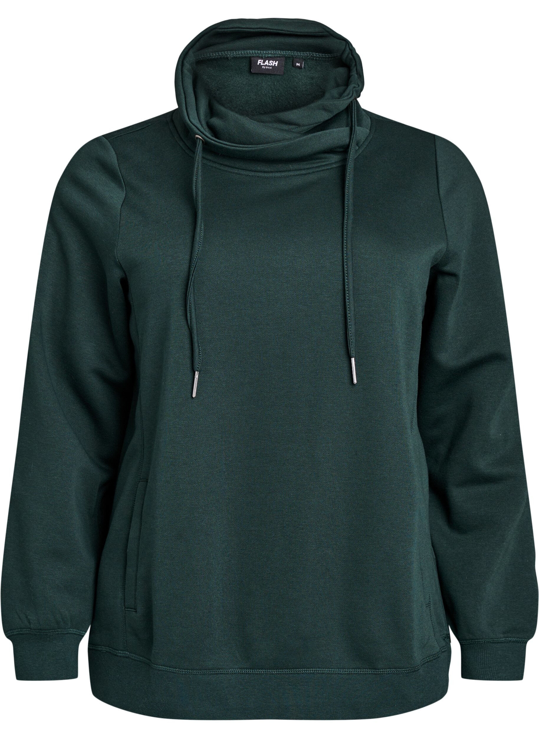 Zizzi FLASH - Sweatshirt mit Stehkragen und Taschen, Gr&uuml;n, Packshot image number 0