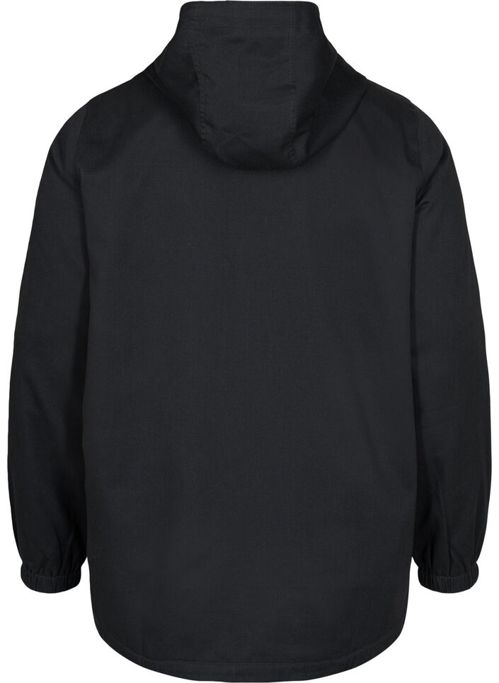 Veste Parka courte à capuche et bas ajustable, Black, Packshot image number 1