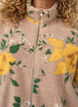 Gebl&uuml;mte Fleecejacke mit hohem Kragen und Rei&szlig;verschluss, Beige, Model image number 3