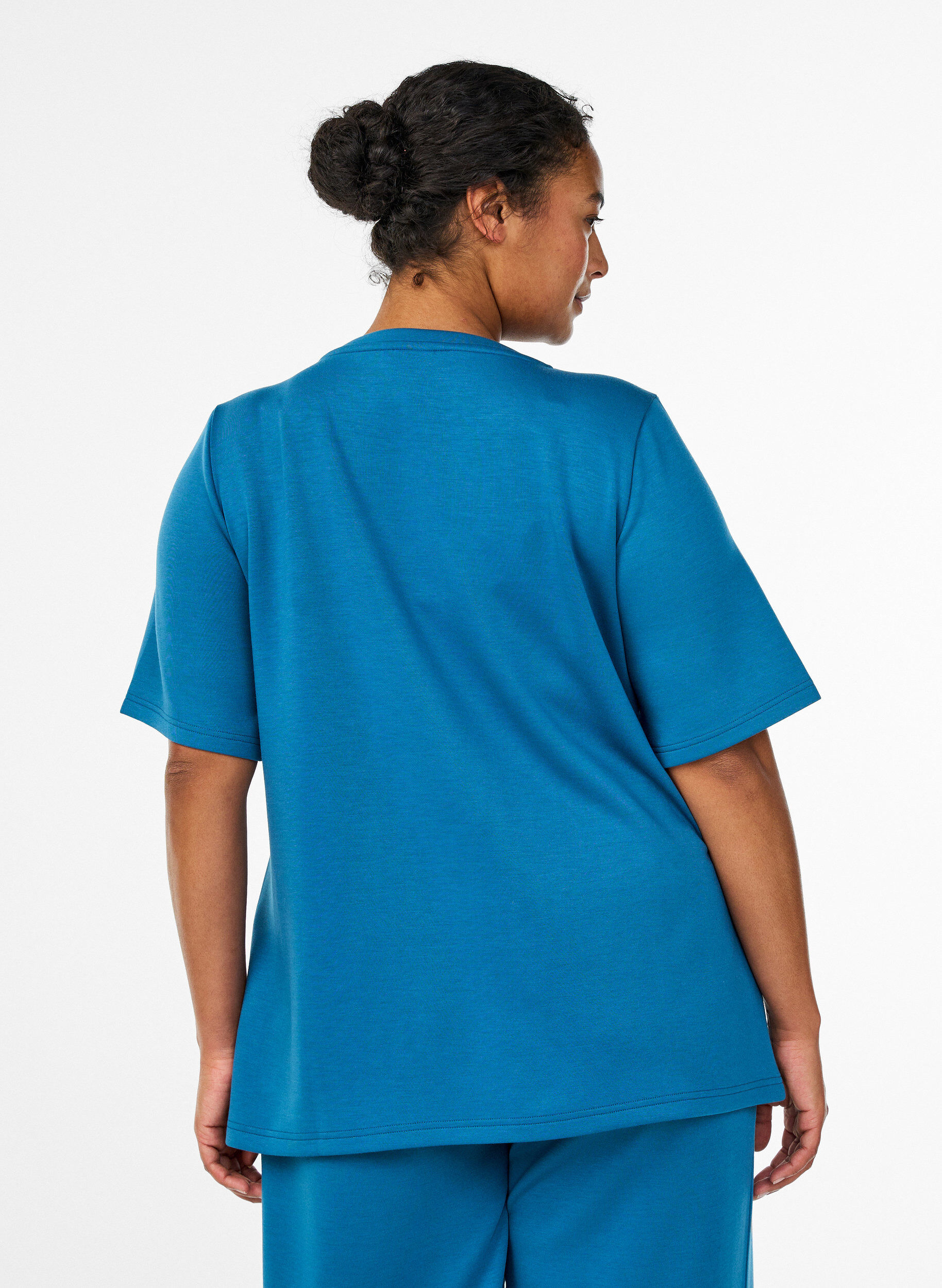 ZizziT-shirt en modal m&eacute;lang&eacute;, Bleu p&eacute;trole, Model image number 2