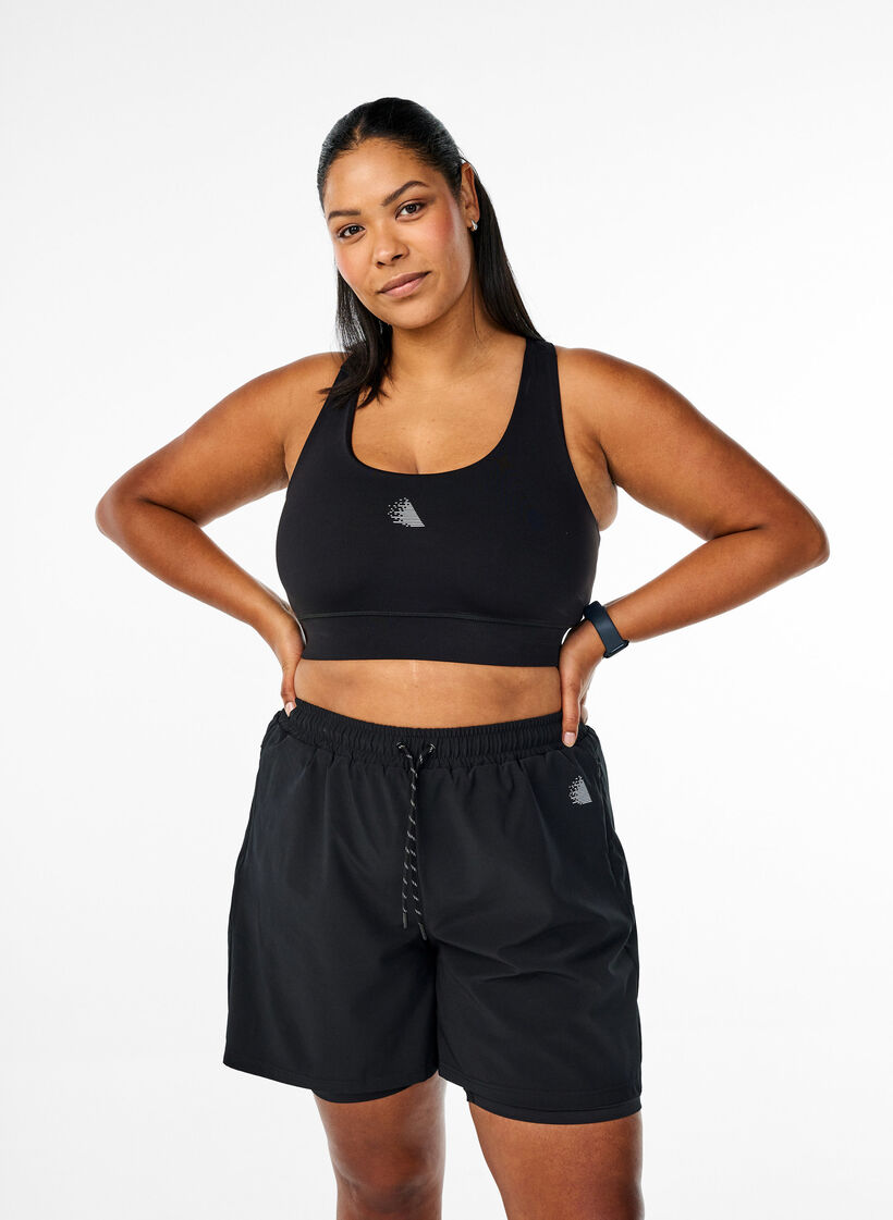 Short d'entra&icirc;nement avec short int&eacute;rieur, Noir, Model image number 0