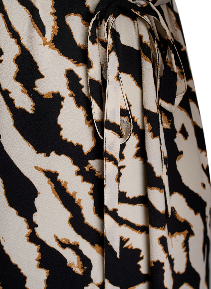 Robe portefeuille à manches courtes avec imprimé, Noir, Packshot image number 3