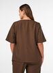 Blouse avec paillettes et col en V, Marron, Model image number 2