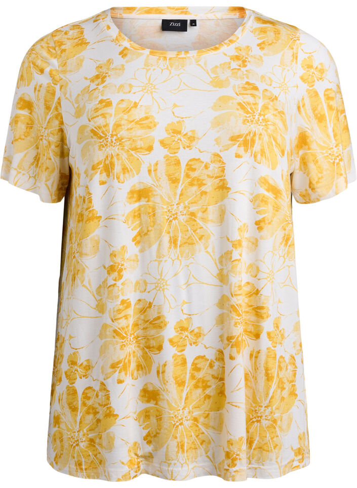 T-shirt avec imprim&eacute; floral, Jaune, Packshot image number 0