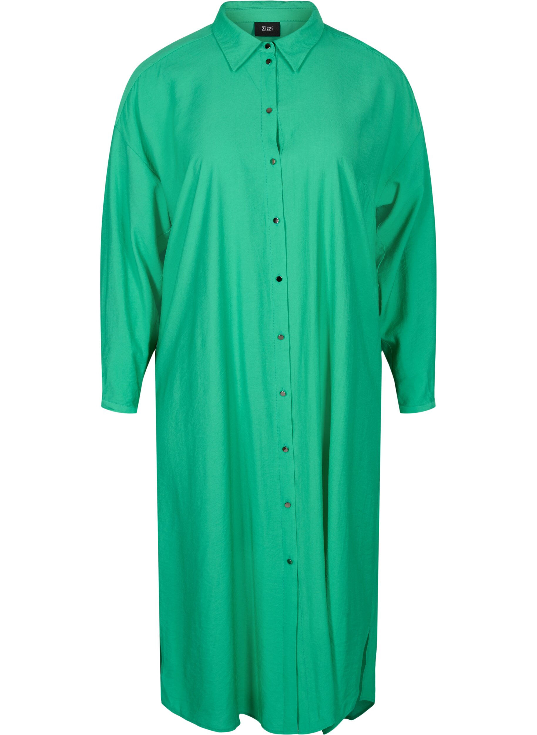 Zizzi Chemise longue en viscose avec fente, Mint, Packshot image number 0