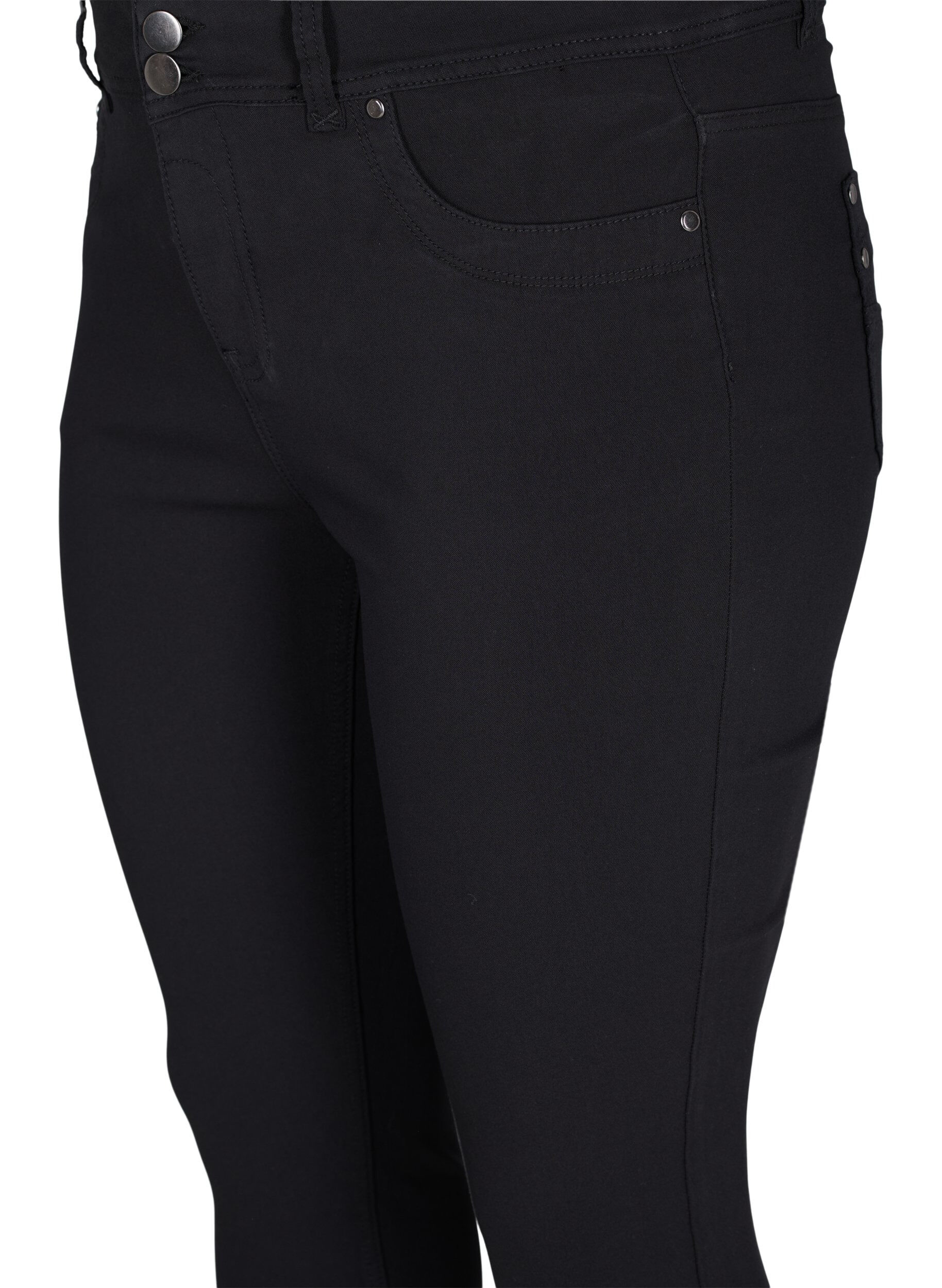 Zizzi Pantalon capri ajust&eacute; en m&eacute;lange de viscose, Black, Packshot image number 2