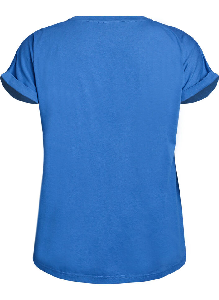 Kurzärmliges T-Shirt aus einer Baumwollmischung, Blau, Packshot image number 1