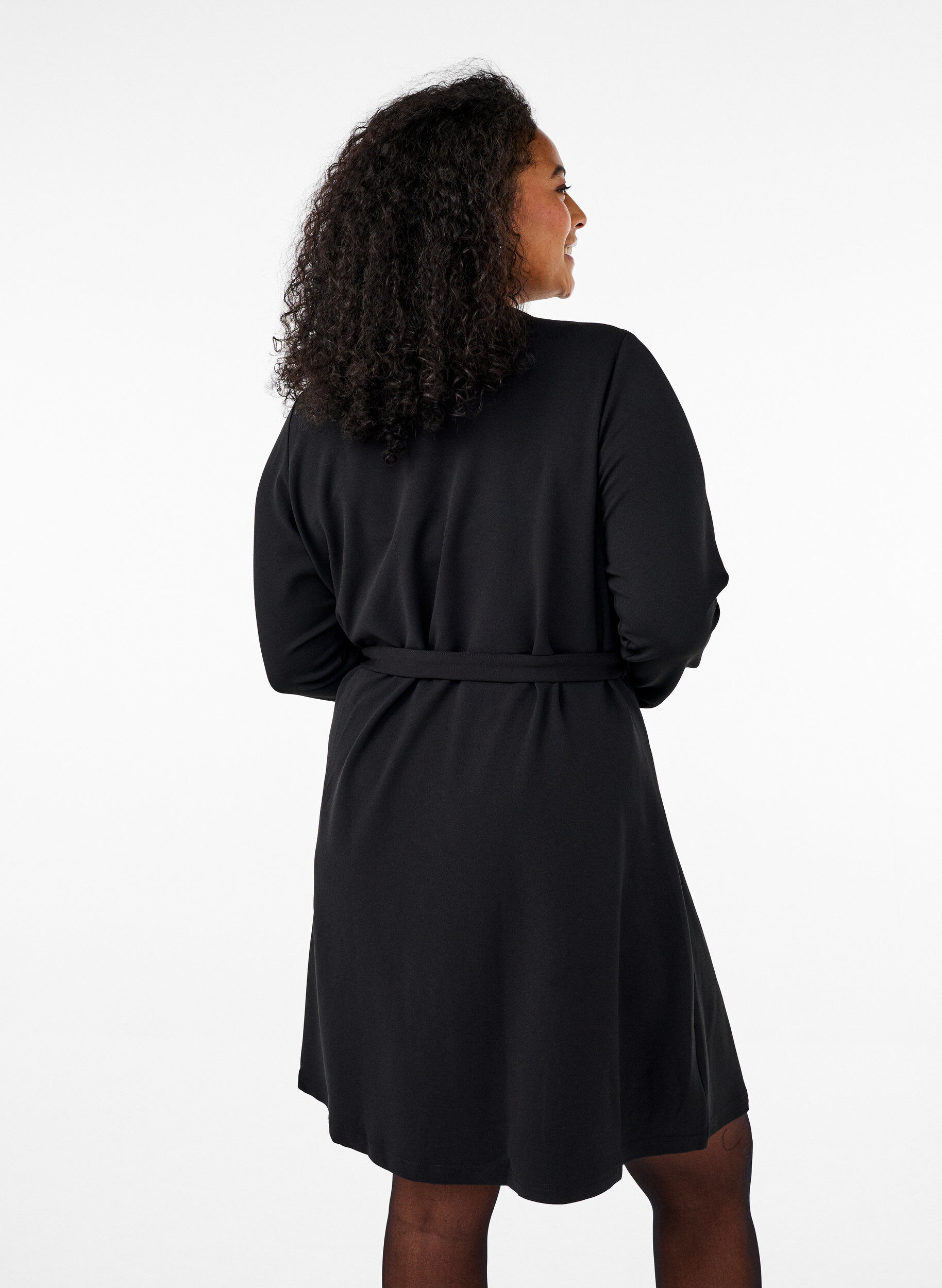 Zizzi Wickelkleid mit Bindeb&auml;ndern, Black, Model image number 1