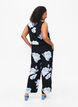 Ärmelloser Jumpsuit aus Viskose, Black Big Flower AOP, Model image number 1
