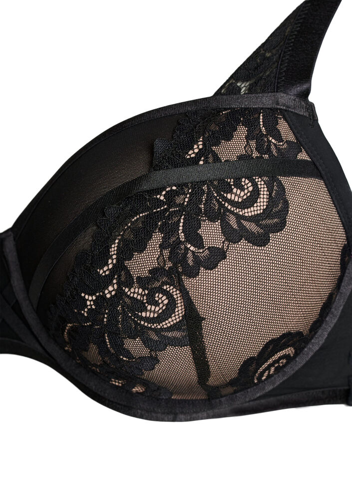 Soutien-gorge moul&eacute; &agrave; armatures avec dentelle florale, Noir, Packshot image number 2